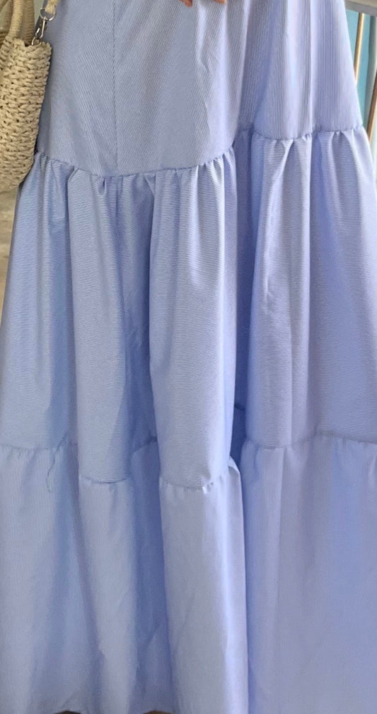 Tela azul rayas algodón