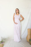 Vestido de maternidad Dalia rayas rosa/ivory