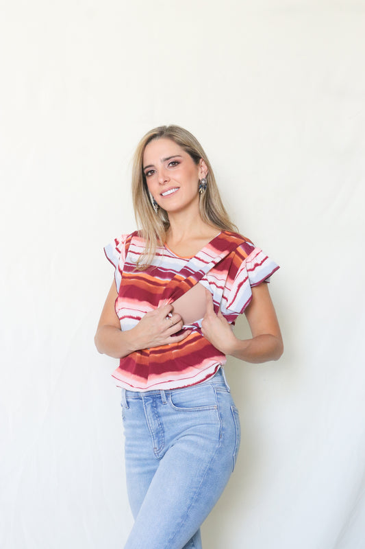 Blusa de lactancia andy wine rayas