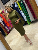 Vestido de maternidad Carola, verde olivo corto