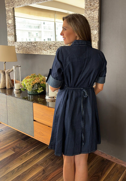 Winter maternity dress, blue SM