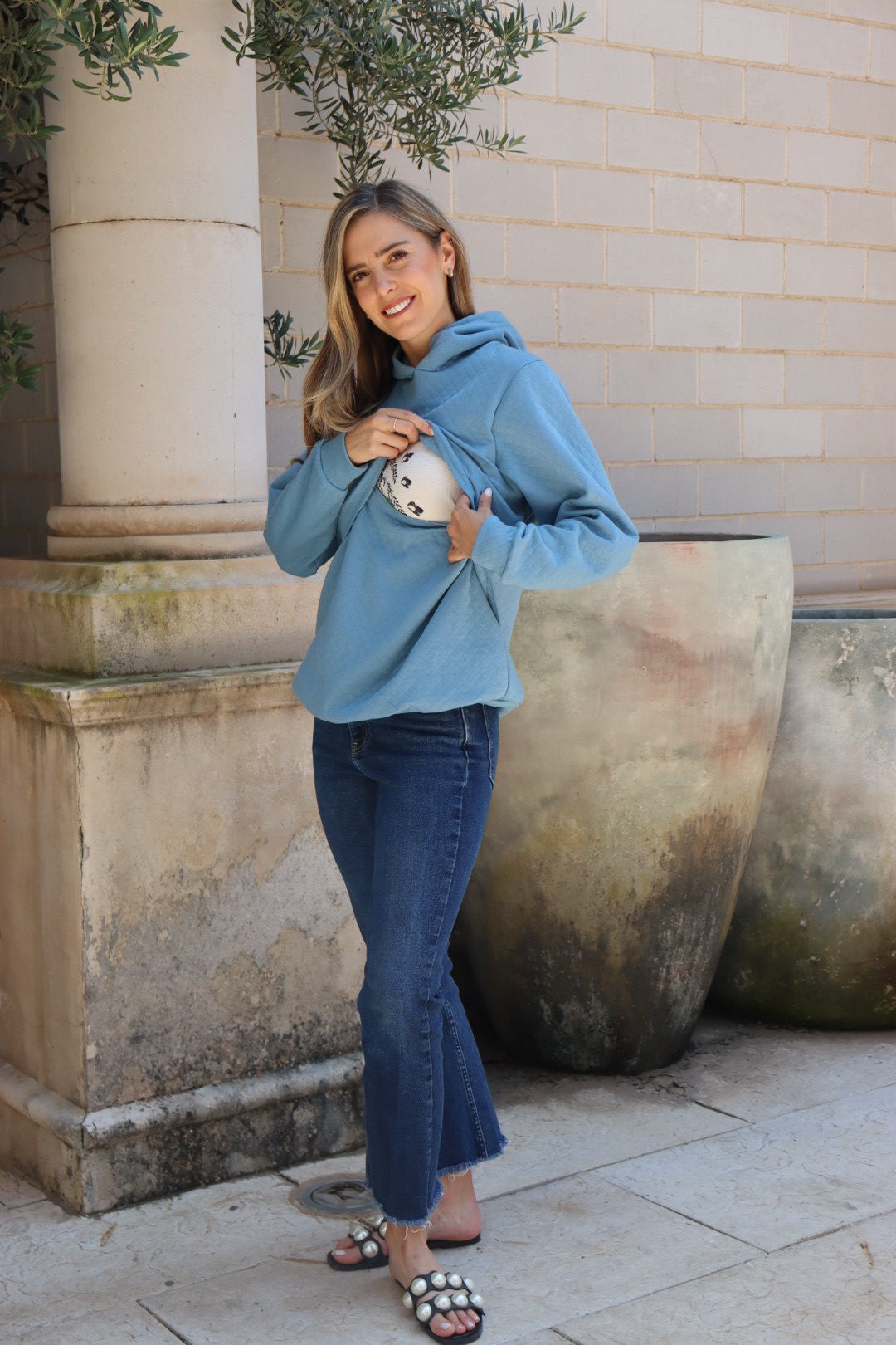 Sudadera de lactancia, gloria azul rombos M y XXG
