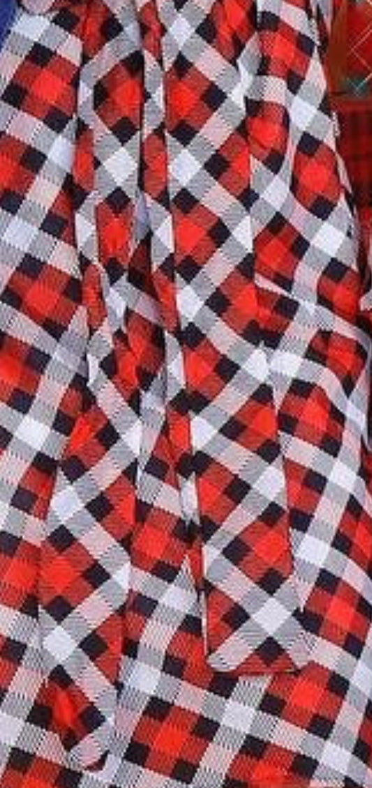 Tela cuadros rojos y negros