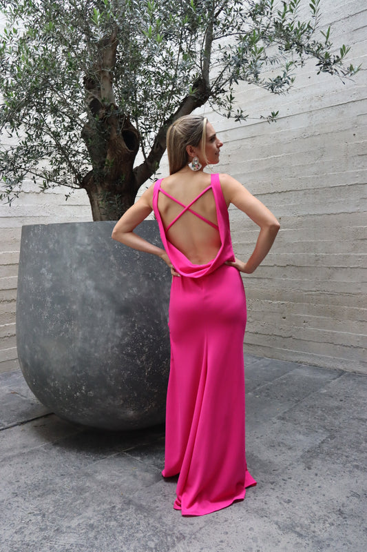 Vestido de maternidad Anahi,Rosa Barbie vertigo (CH)(M)