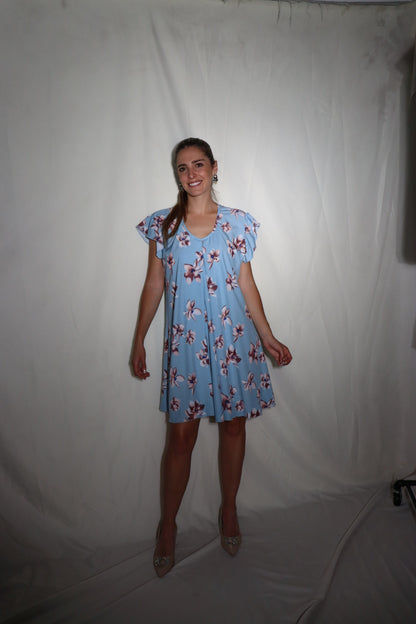 Vestido de maternidad y lactancia, Bertha gris flores intensas