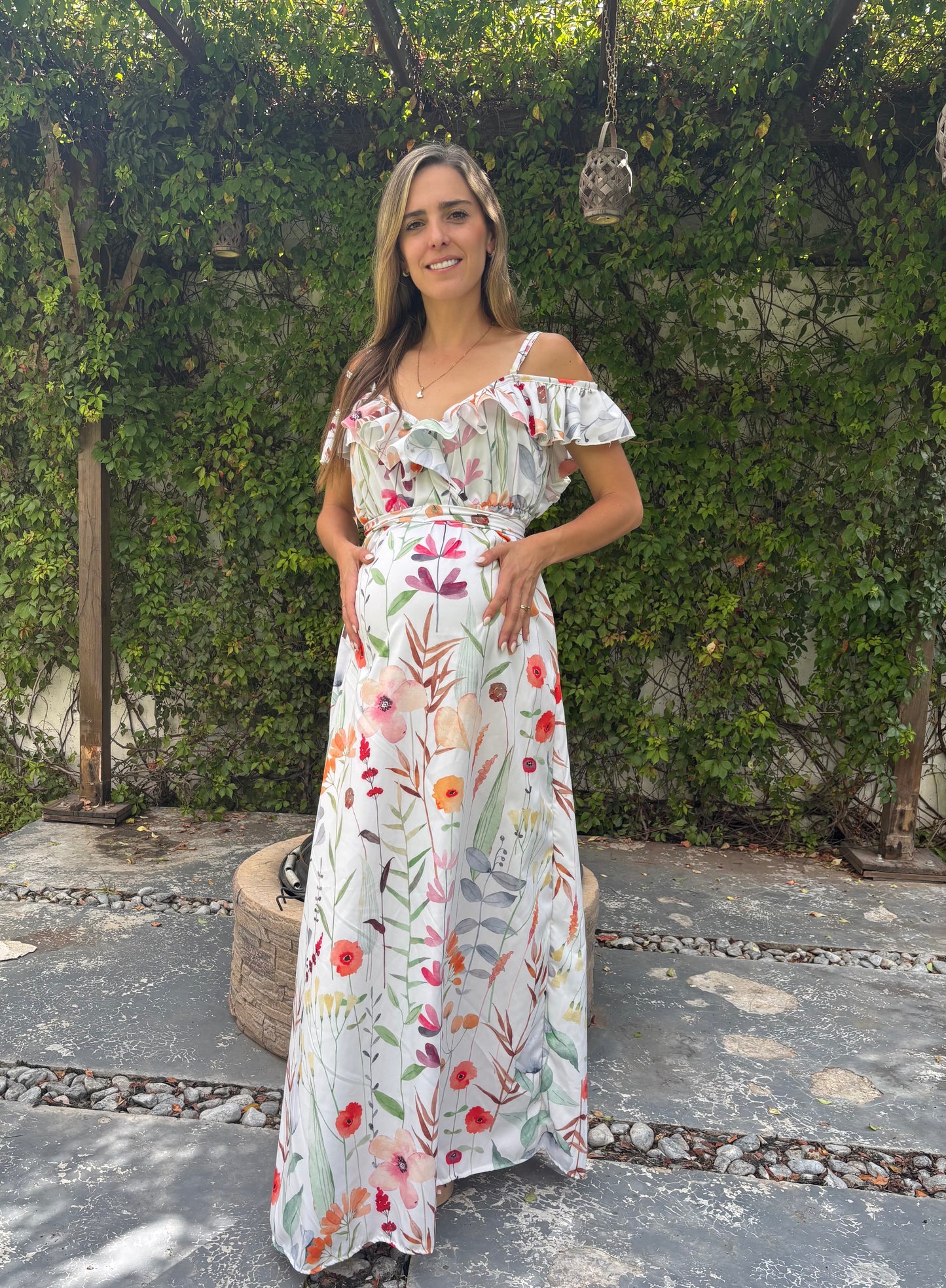 Vestido de maternidad Dayana flores pasteles