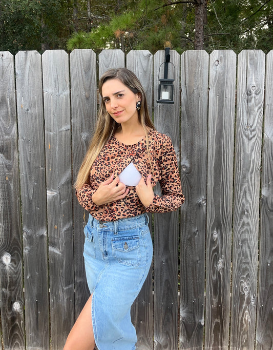 Blusa de lactancia Daniela, leopardo