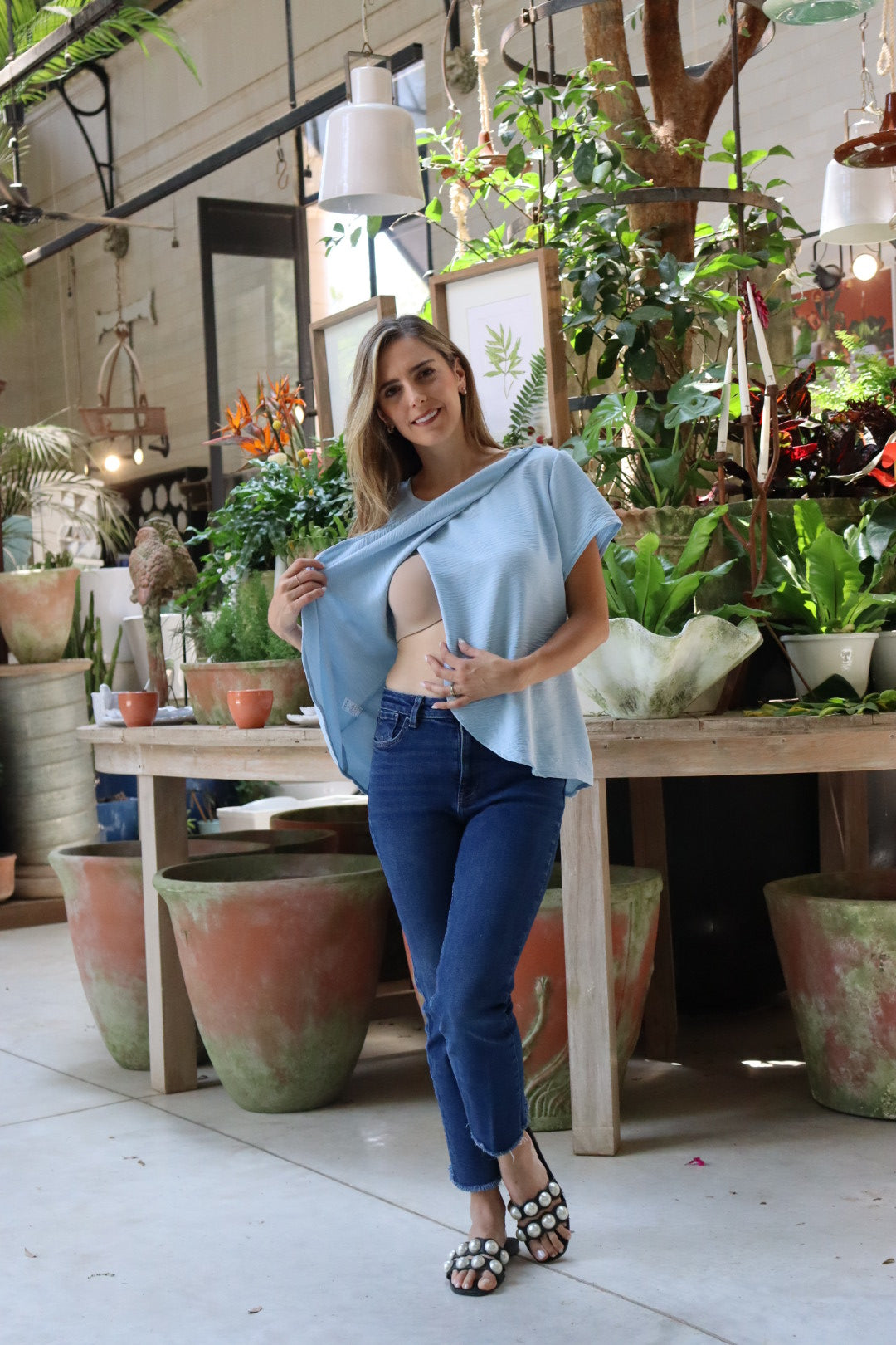 Blusa de Lactancia, Diana Azul jaspe