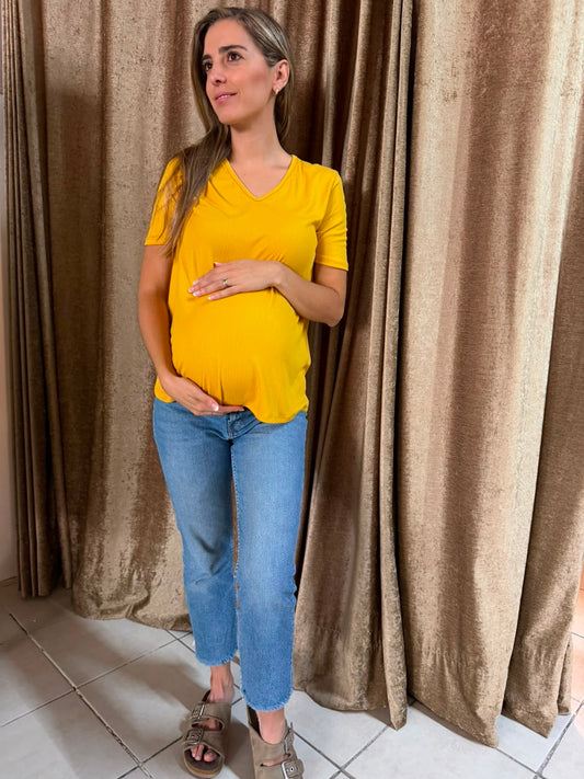 Blusa de maternidad  amarilla con mangas