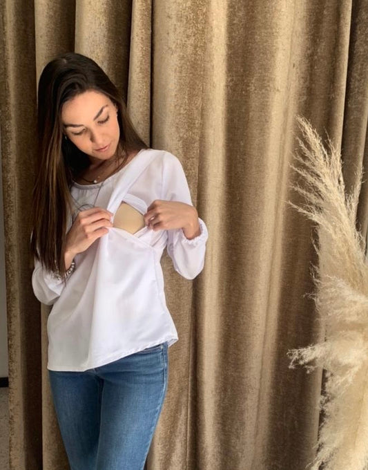 White Daniela nursing blouse