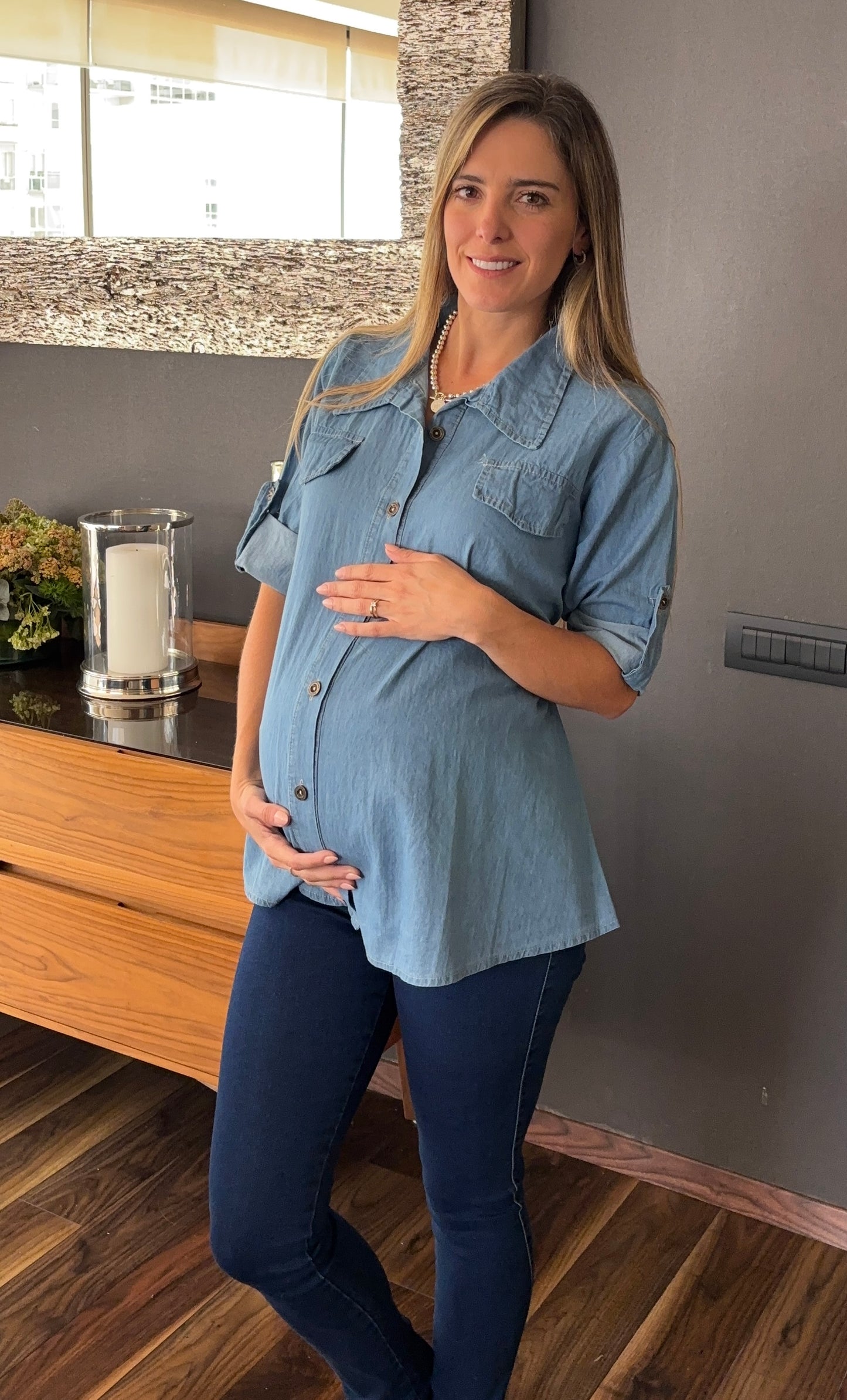 Blusa de maternidad mezclilla