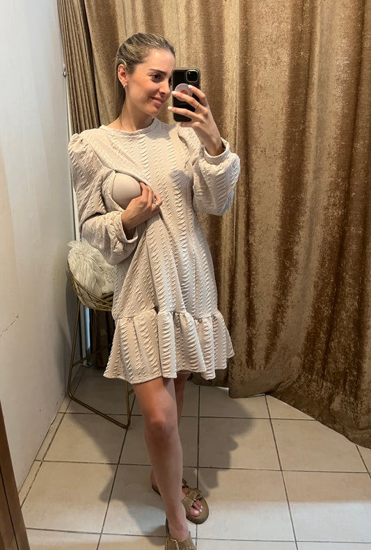 Vestido maternidad y lactancia, Lourdes beige carrara