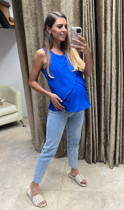 Blusa de lactancia , gisela azul rey