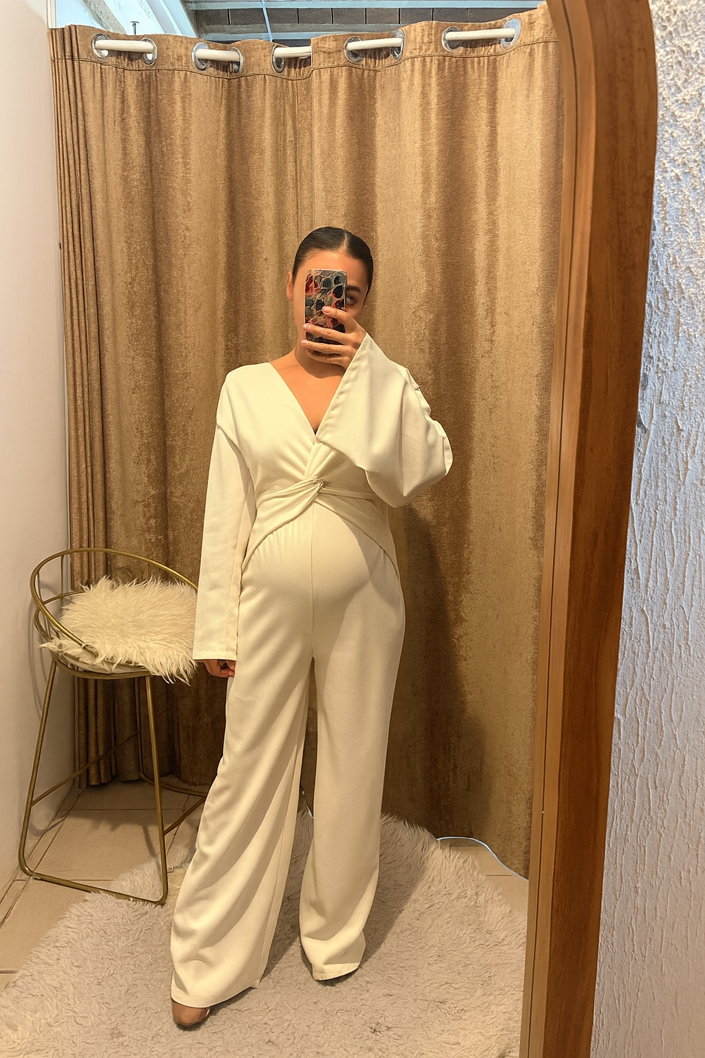 Jumpsuit de maternidad, Ana Karen rayitas ivory