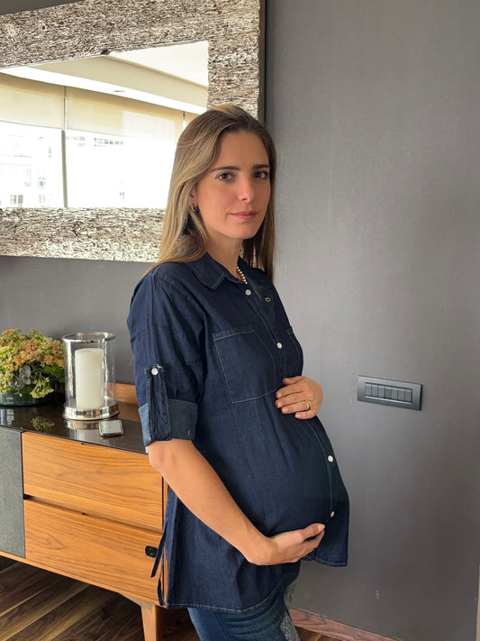 Blusa de maternidad, mezclilla botones