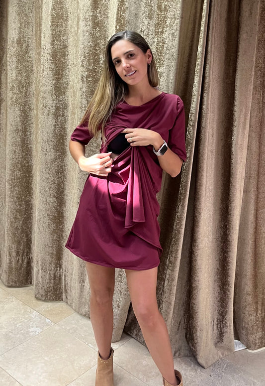 Vestido de maternidad y lactancia vino, Belinda