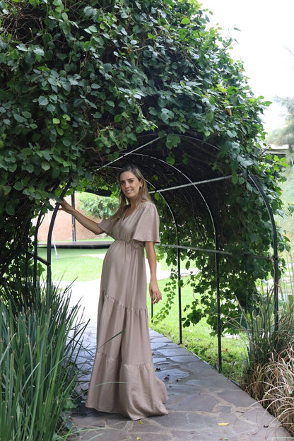 Vestido de maternidad Sofia Dalia beige