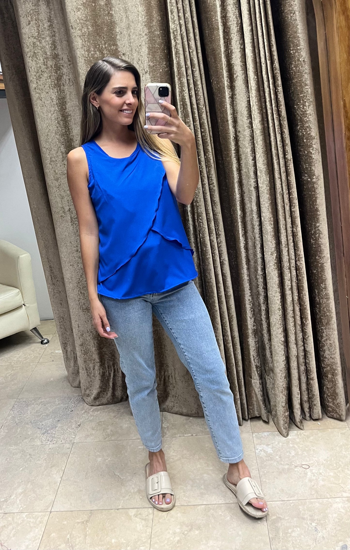 Blusa de lactancia , gisela azul rey