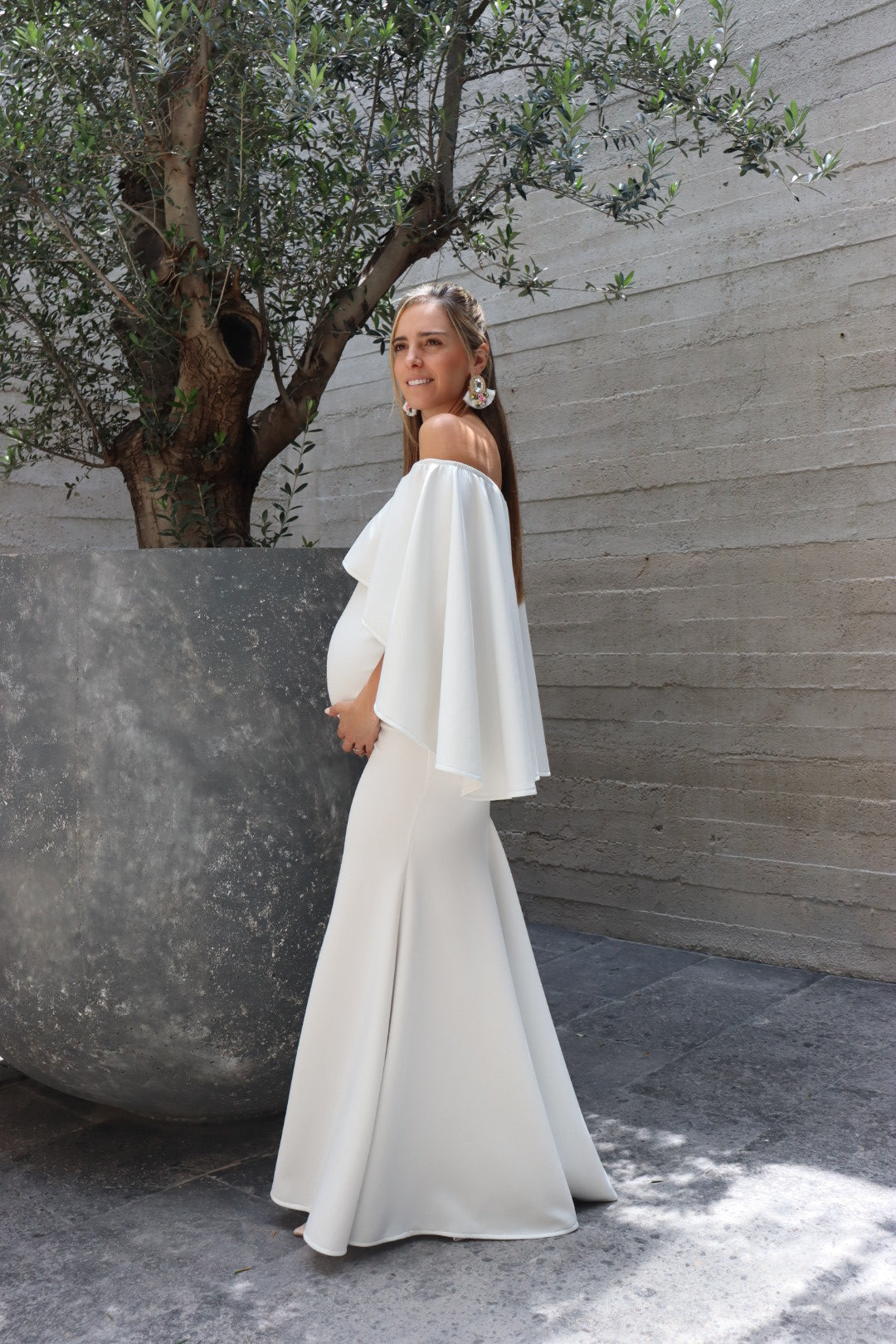 Vestido de maternidad Amparo, ivory neopreno