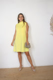 Vestido cuello tortuga amarillo neopreno
