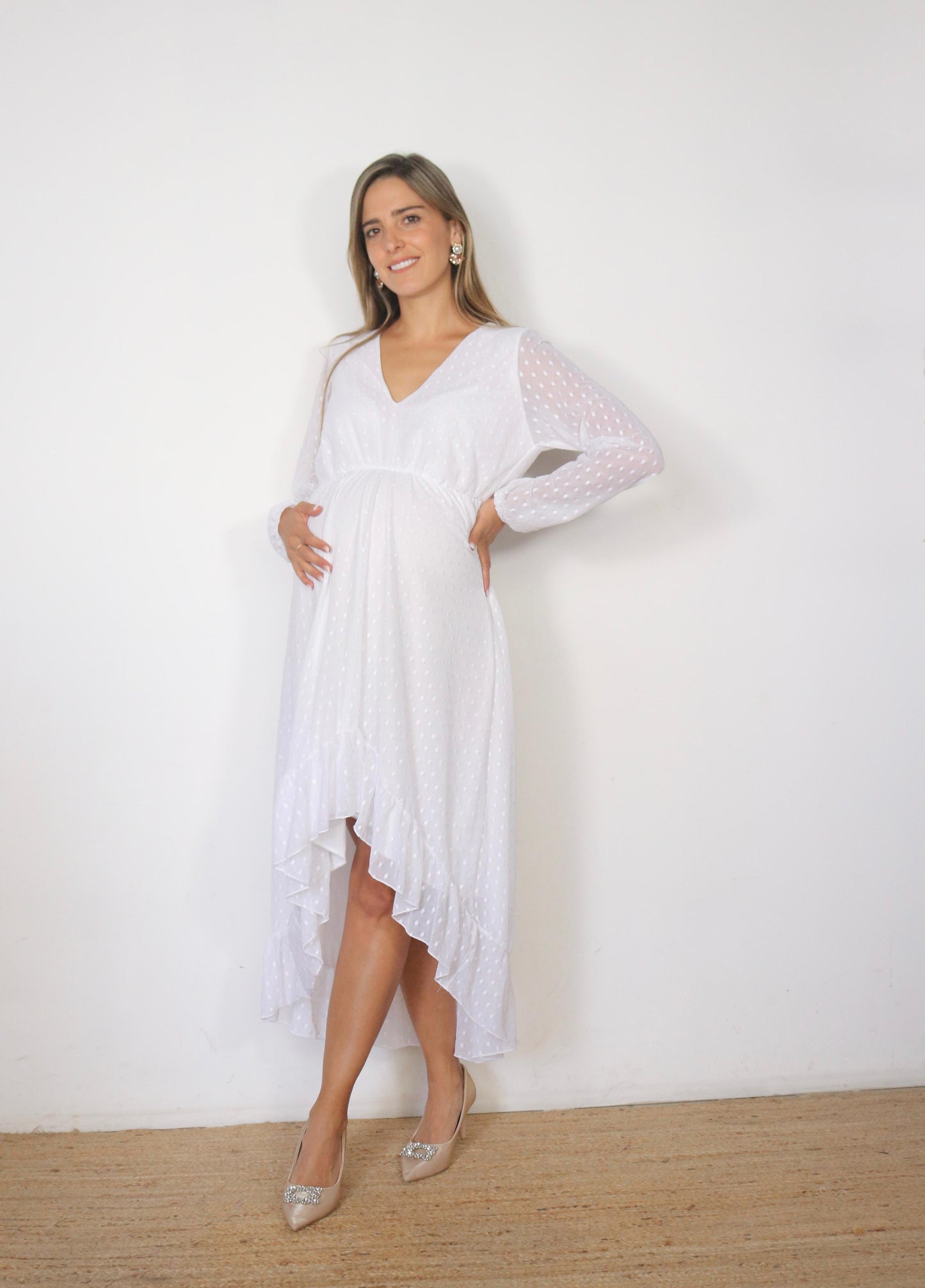 Maternity dress, Sofia/Carlota white dots