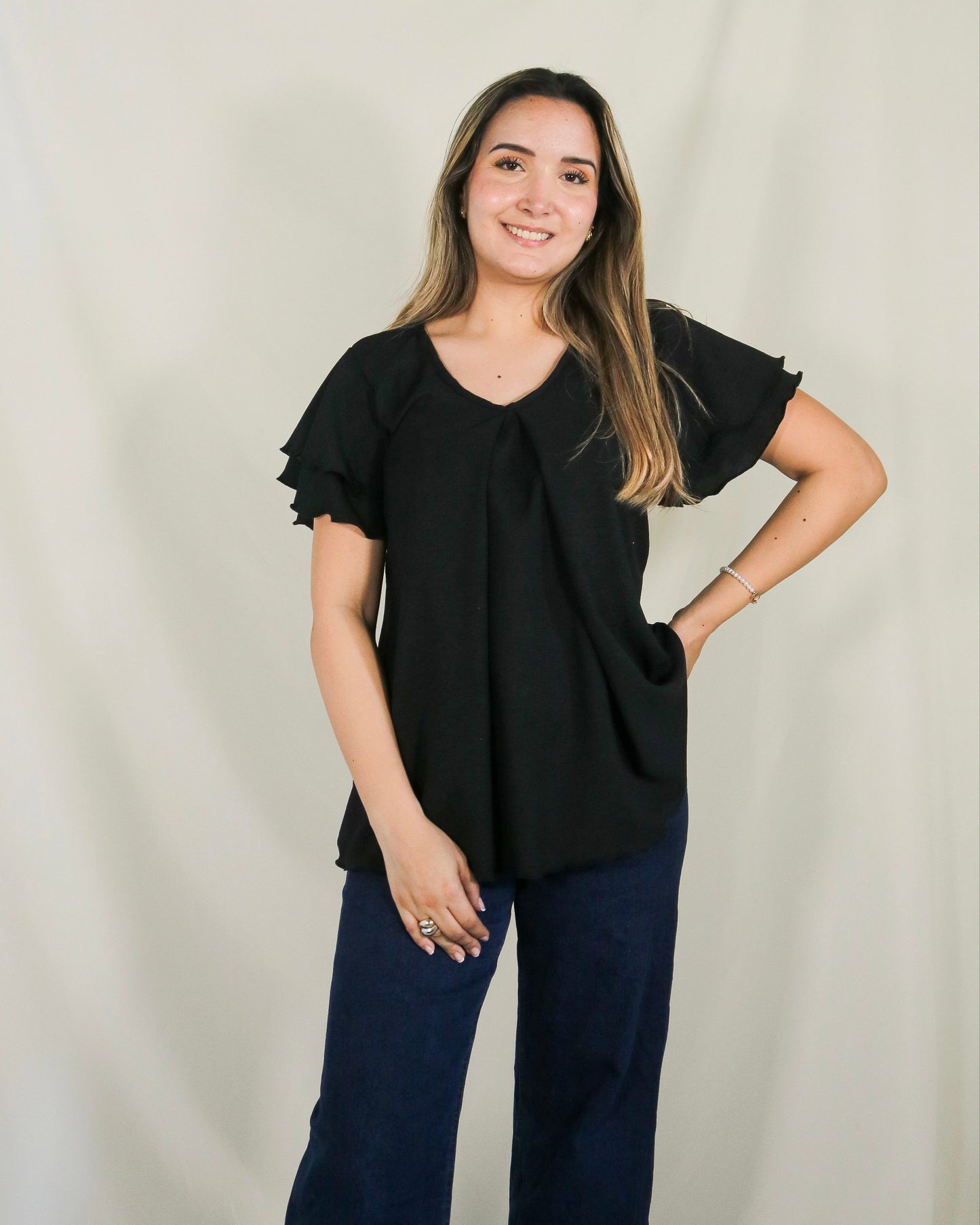Blusa de lactancia/maternidad, negra Bertha
