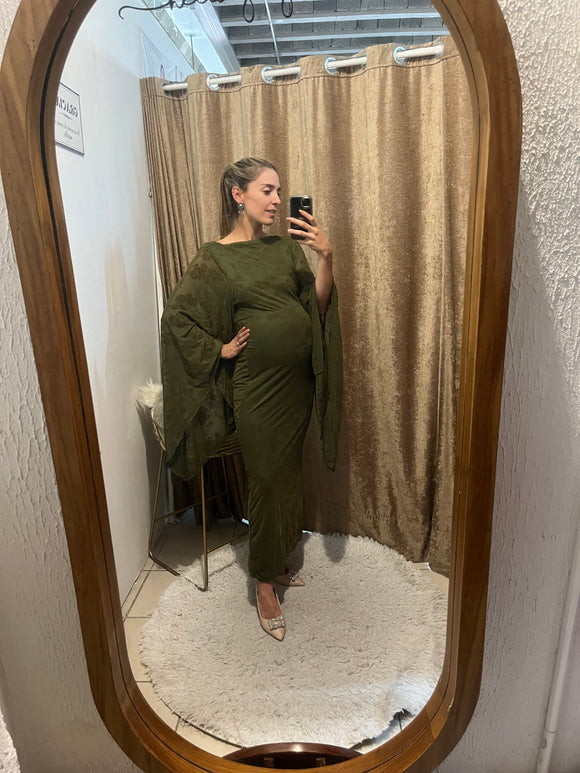 Vestido de maternidad verde encaje, verde olivo CH