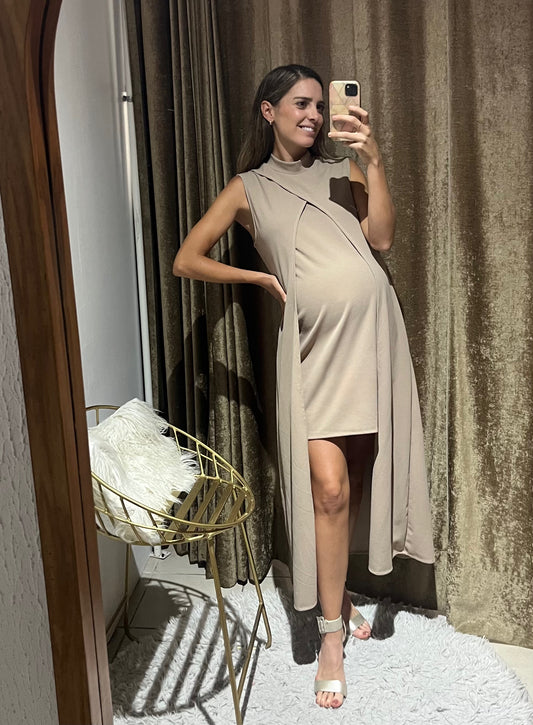 Vestido de maternidad, Elena beige