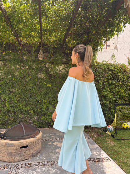 Vestido de maternidad Amparo, Azul bebé vértigo