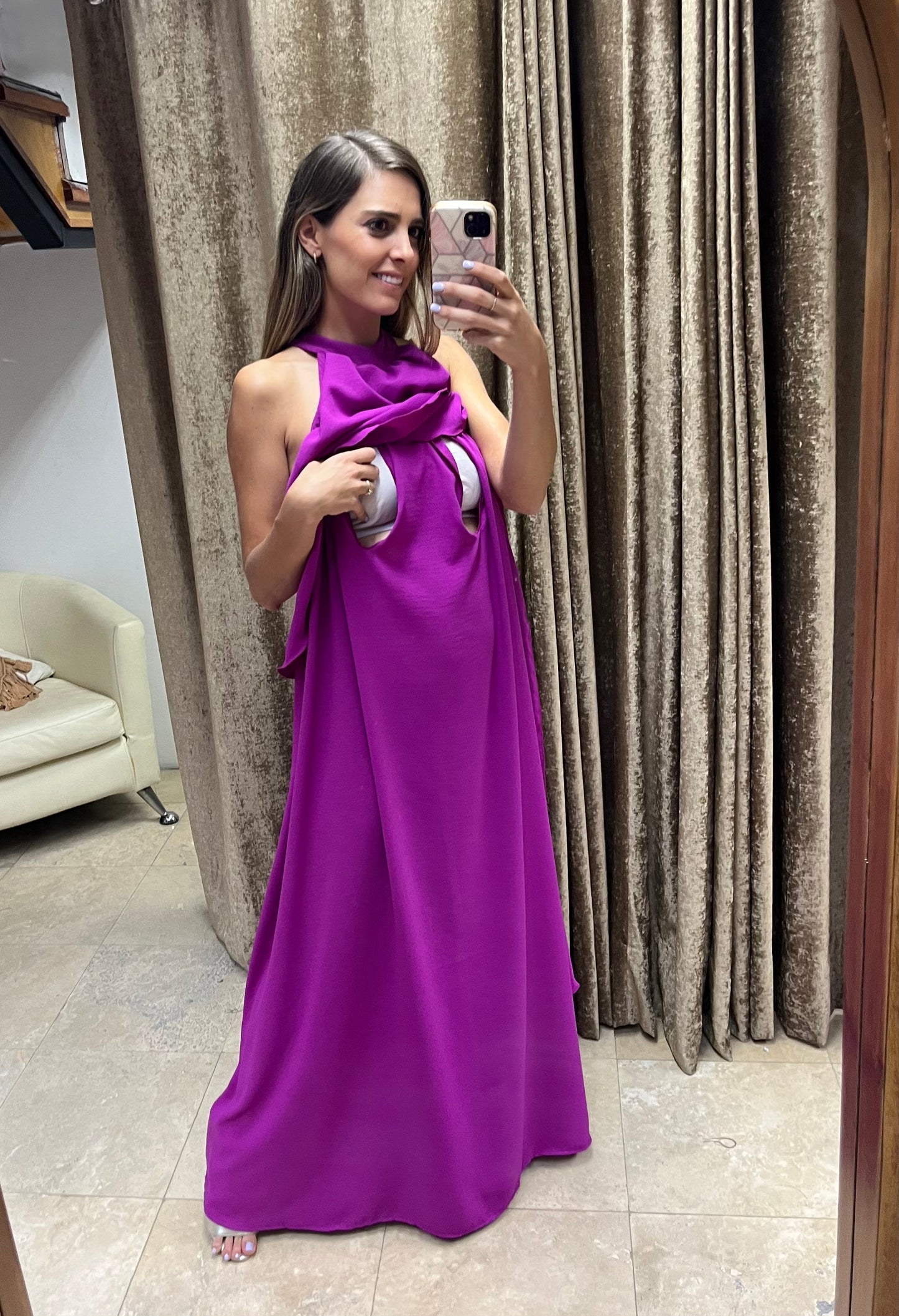 Vestido Ariel de maternidad y lactancia color mulberry