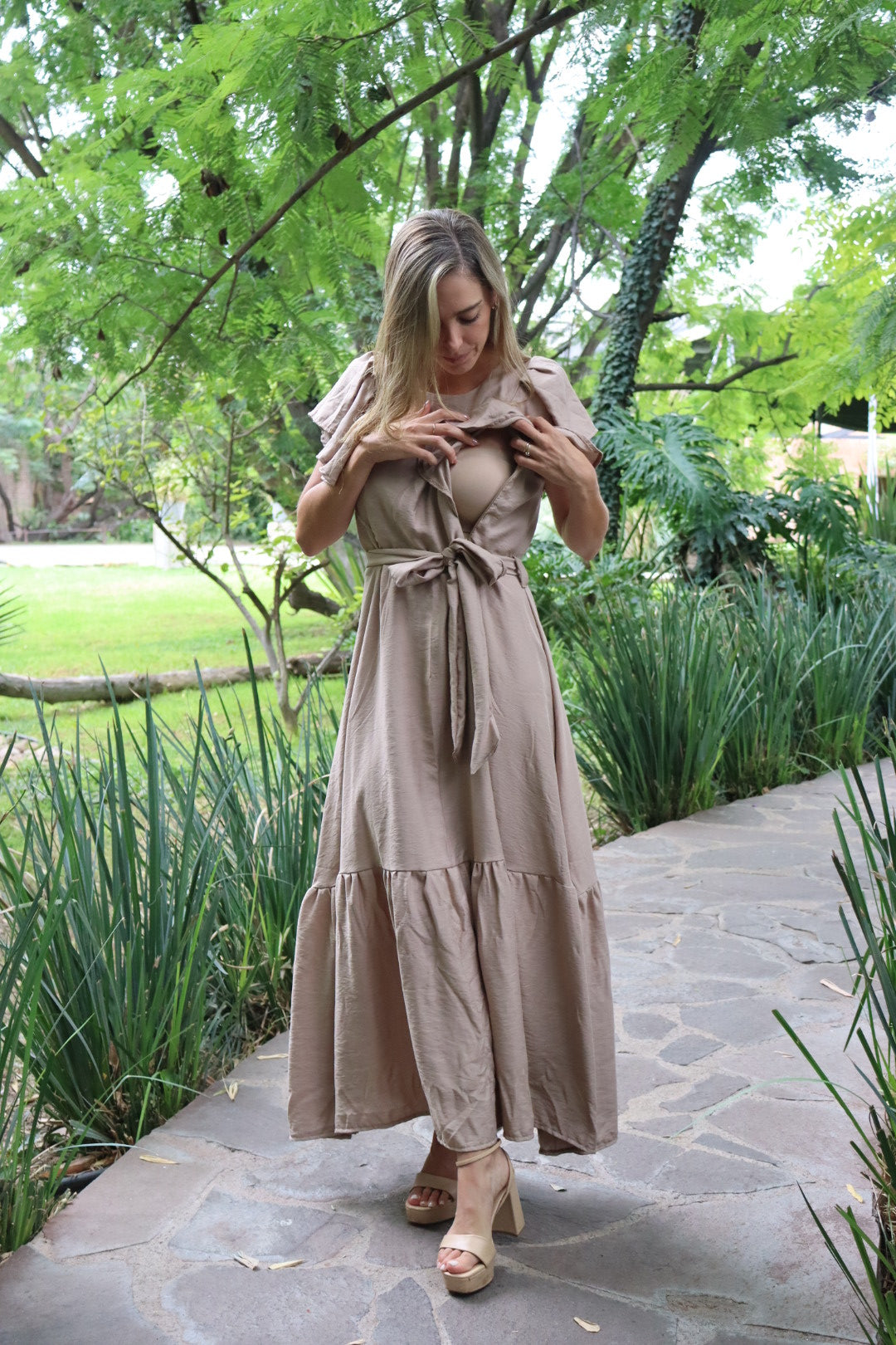 Vestido Mia de lactancia, beige