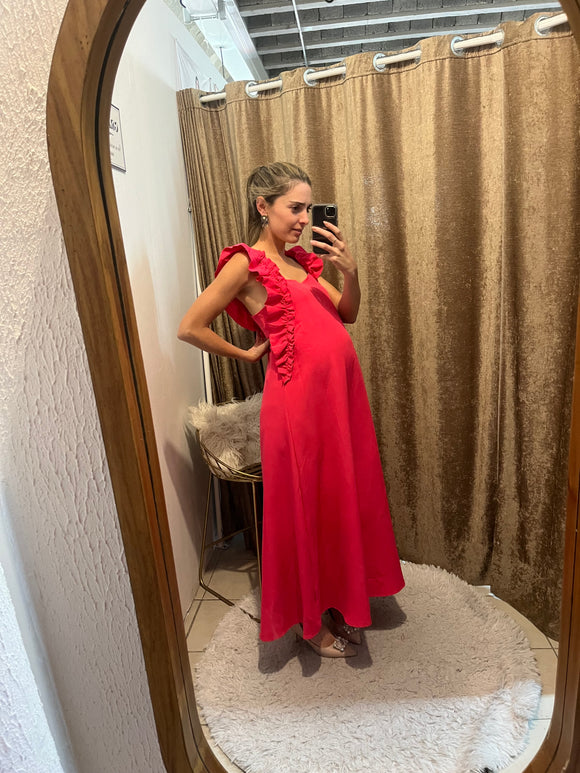 Vestido de maternidad, Rossenda rosa neón M