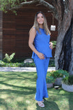 Conjunto de maternidad Cinthya, azul rey rayas