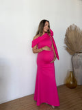 Vestido de maternidad Roberta, rosa pink neon pink wave Ponti Roma