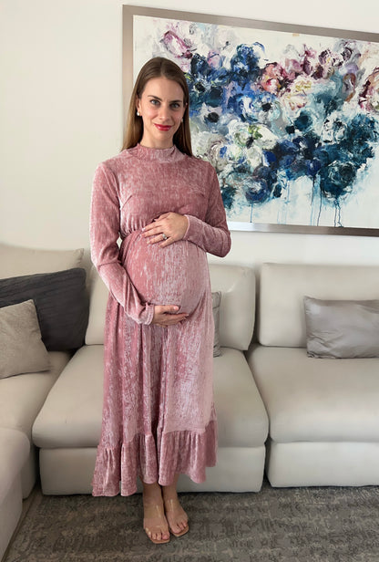 Vestido de maternidad, Gaby, Rosa terciopelo