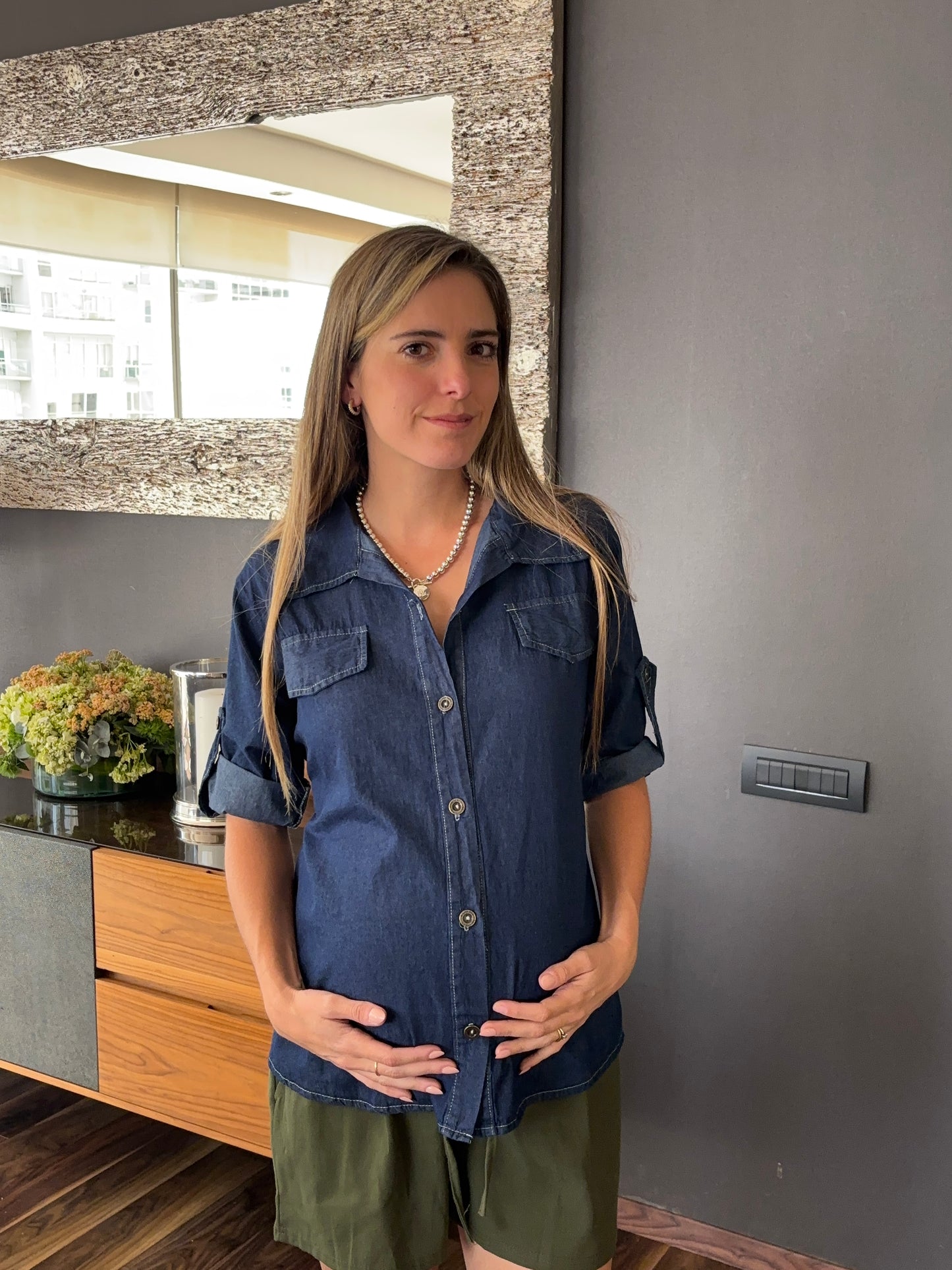 Blusa de maternidad mezclilla