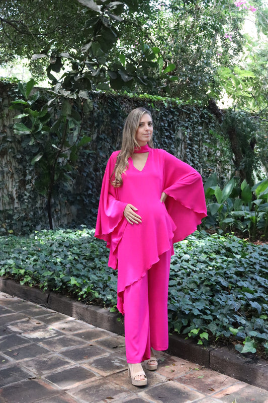 Maternity jumpsuit, White flowered
