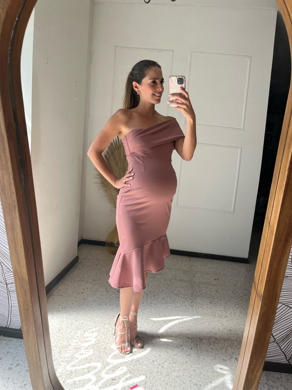 Vestido de maternidad, Maria Jose rosa quemado diagonal