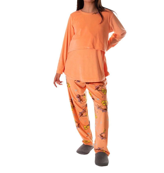 Pijama de maternidad y lactancia naranja