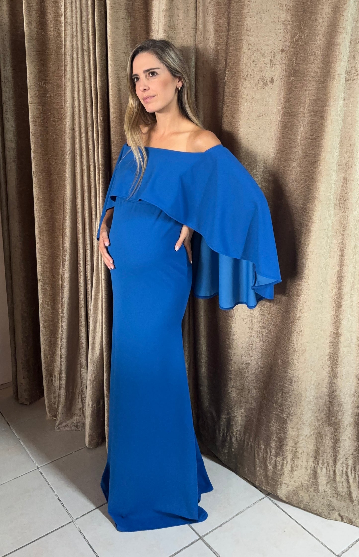 Vestido de maternidad Amparo, Azul vivo vertigo