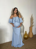 Vestido de maternidad Loredana azul cielo neopreno