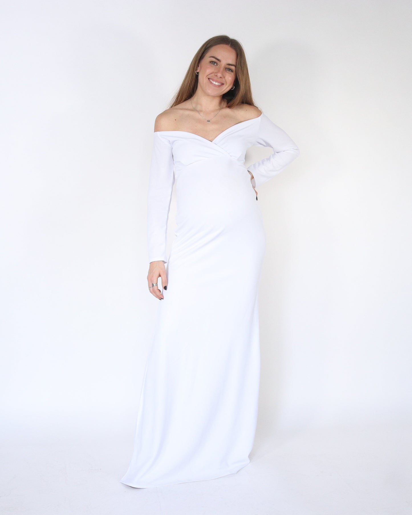 Vestido de maternidad sesión, Ritta blanco