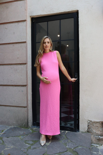 Vestido de maternidad Leslie, rosa kirbi textura CH