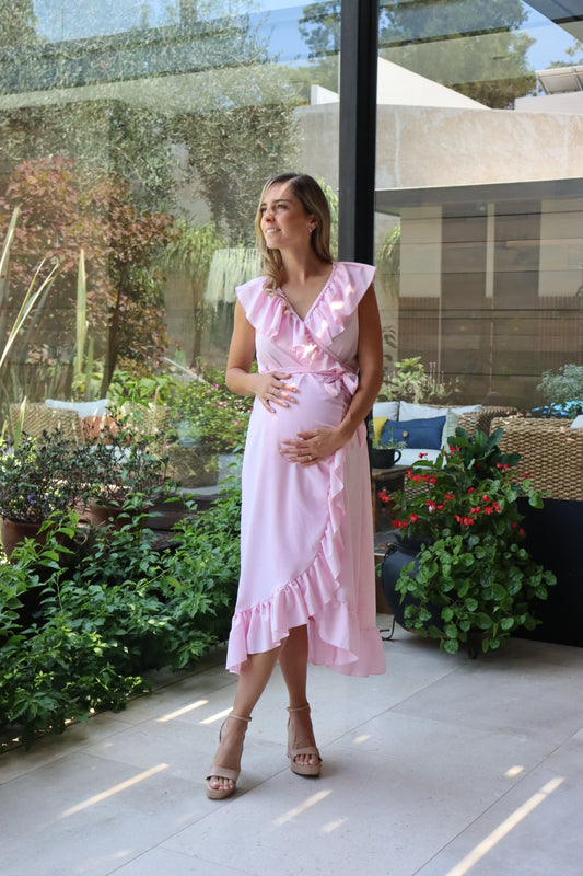 Vestido de maternidad María Luisa, rosa claro CH