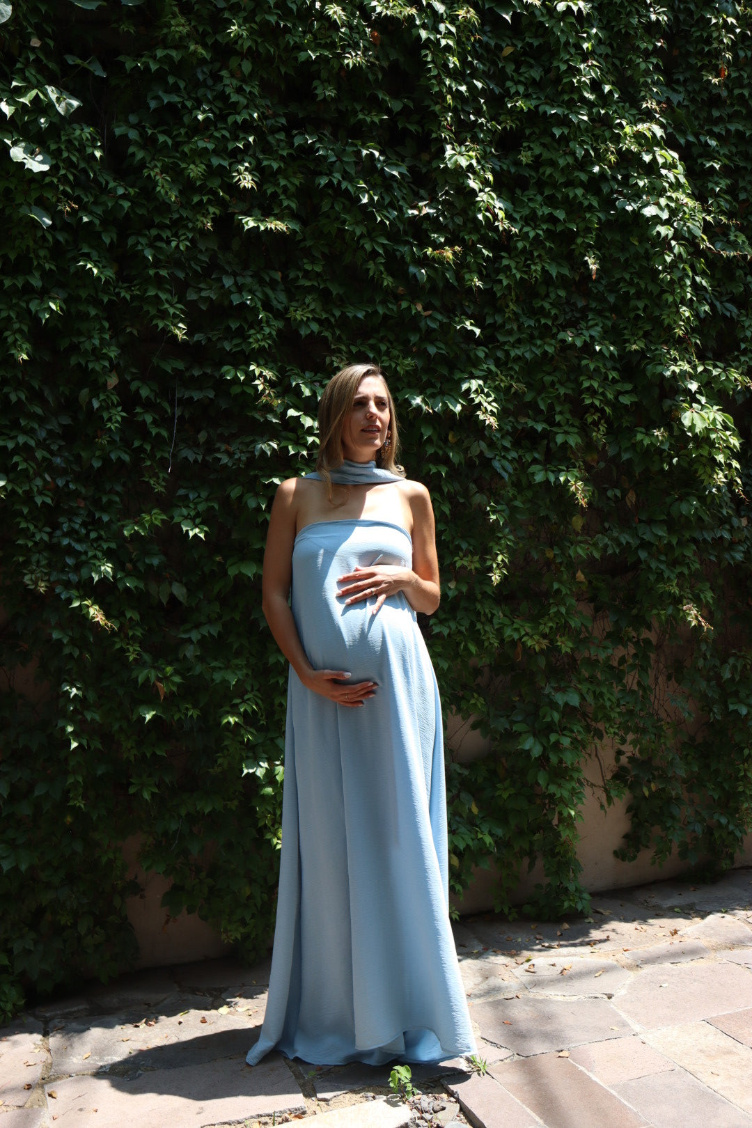 Vestido de Maternidad, Adela azul cielo jaspe