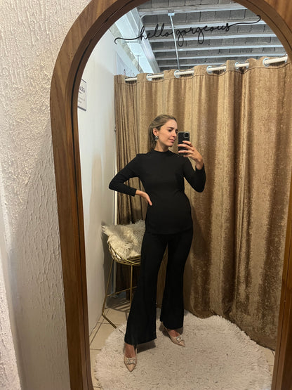 Conjunto de maternidad, negro rayas CH-M-G-XG