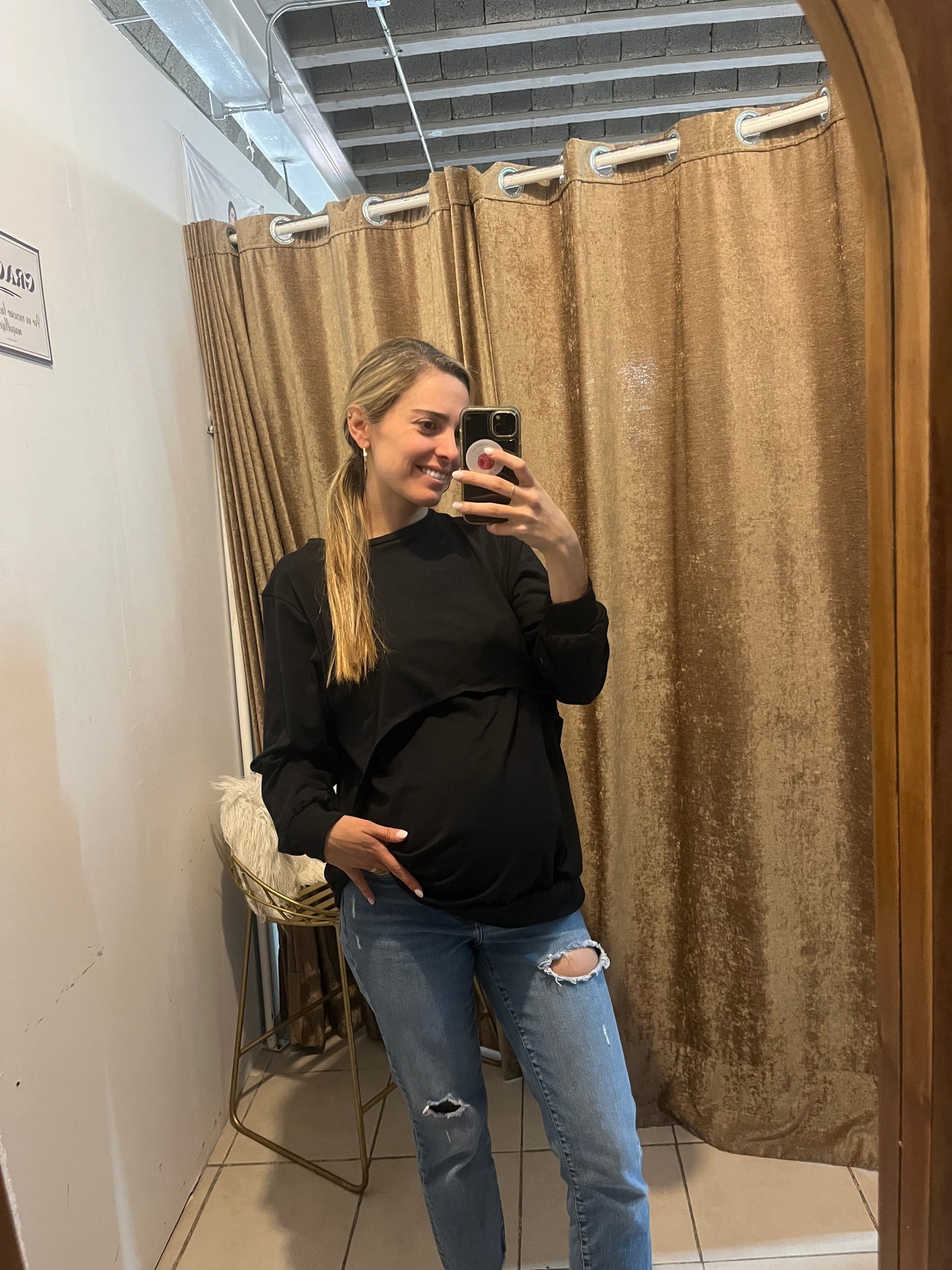 Blusa de lactancia y maternidad , gloria negro algodón
