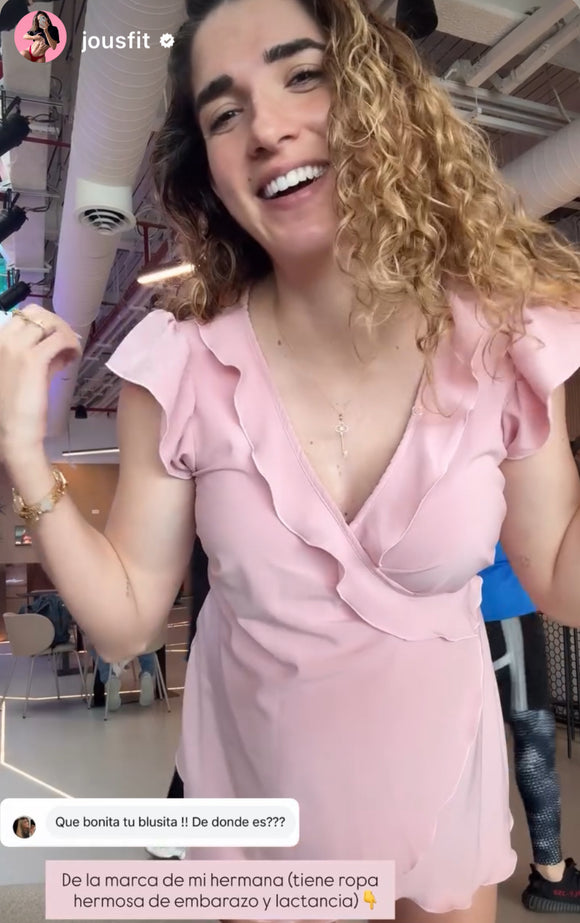 Blusa Franchesca rosa con manguitas