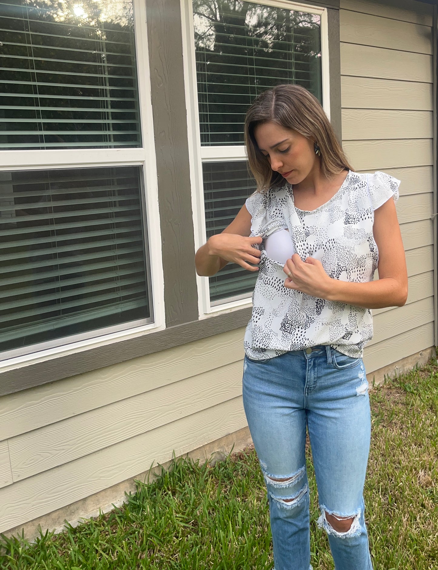 Blusa de lactancia andy blanco con negro XG