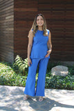 Conjunto de maternidad Cinthya, azul rey rayas